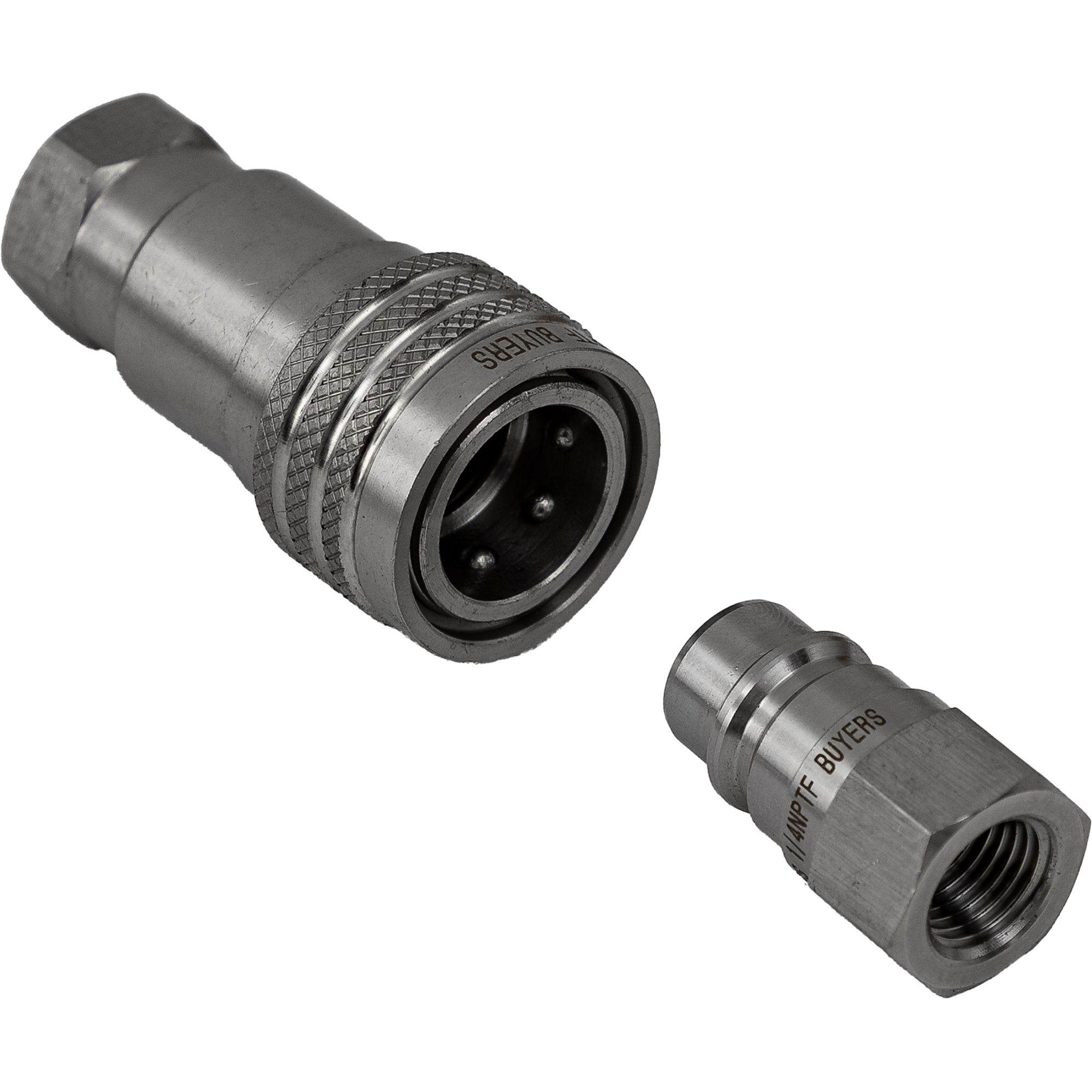 Buyers Products, Hydraulic Coupler Set, SST, 1/4in. NPTF, 1/4in. BODY, Fitting Size 1/4 in, Model# B40002SS
